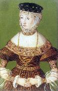 Lucas Cranach the Younger Miniature of Barbara Radziwill oil